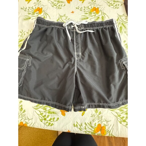 Op Mens Swim Trunks With White Stitching Drawstring Waist & Dual Navy Blue 3X - Picture 1 of 7